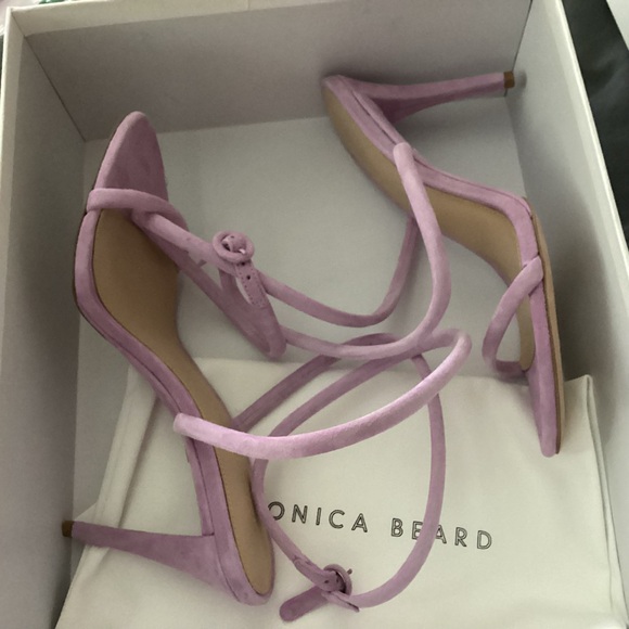 VERONICA BEARD SUEDE LEATHER MARCELINE ANKLE STRAP SANDALS ORCHID NIB SZ 8 - Picture 12 of 16